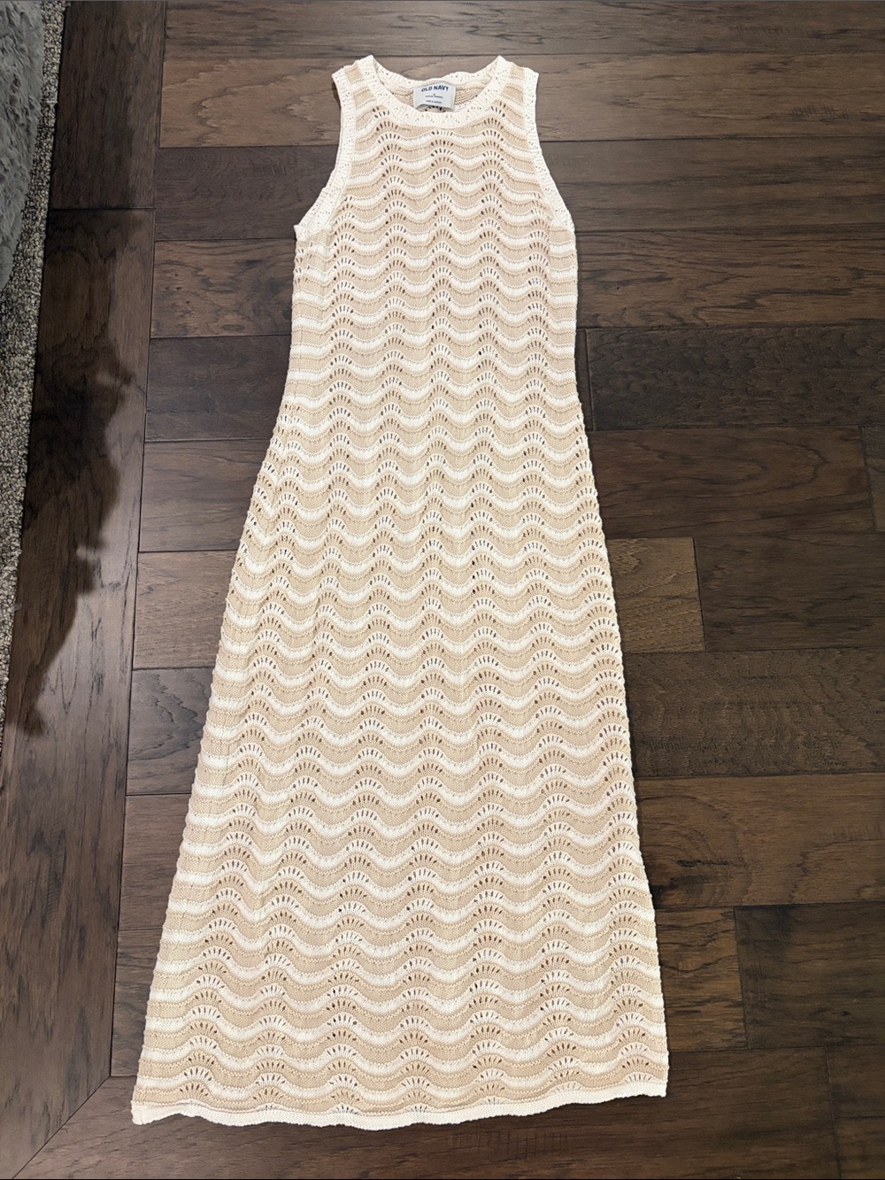 Old Navy Sleeveless Knit Crochet Midi Dress Sz M - Picture 3 of 8